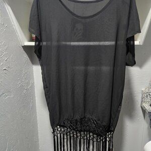 Black sheer swim suit cover up